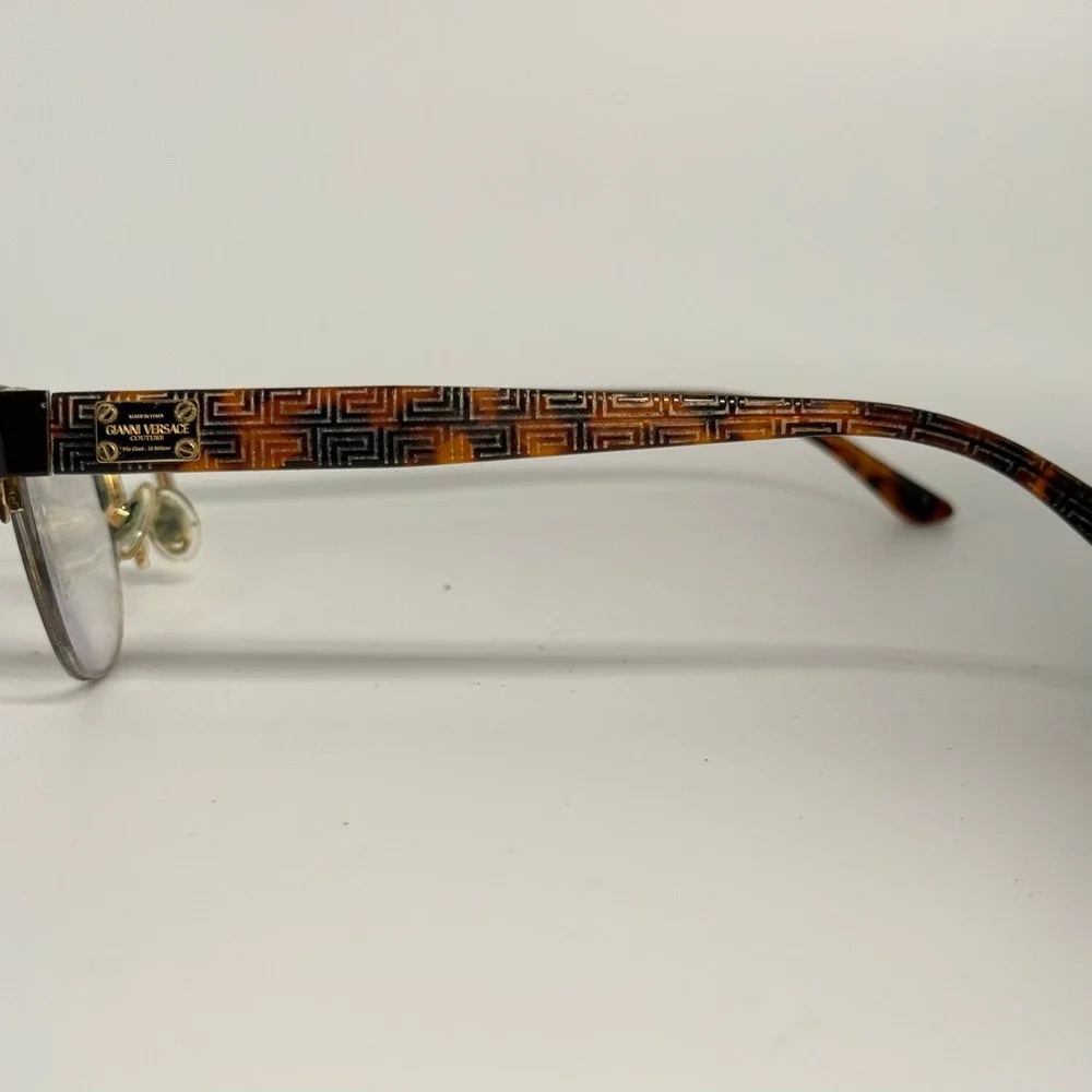 Versace 1222 1344 Gold Tortoise Greca Semi Rimless Eyeglass Frames  53-17-140